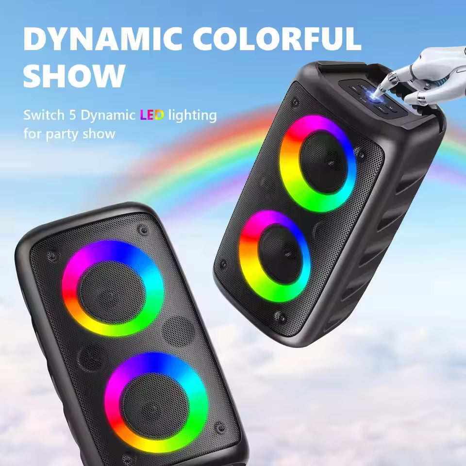 Wireless Karaoke Bluetooth Speaker Subwoofer Portable with Microphone Radio FM Lamp Machine Sound Box Music LED TWS Caixa De Som