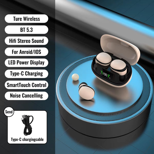 Sleep Earbuds, Wireless Mini Work Earphones, TWS Bluetooth Earphones, Stereo Hidden Earphones with Microphone, High-Definition C