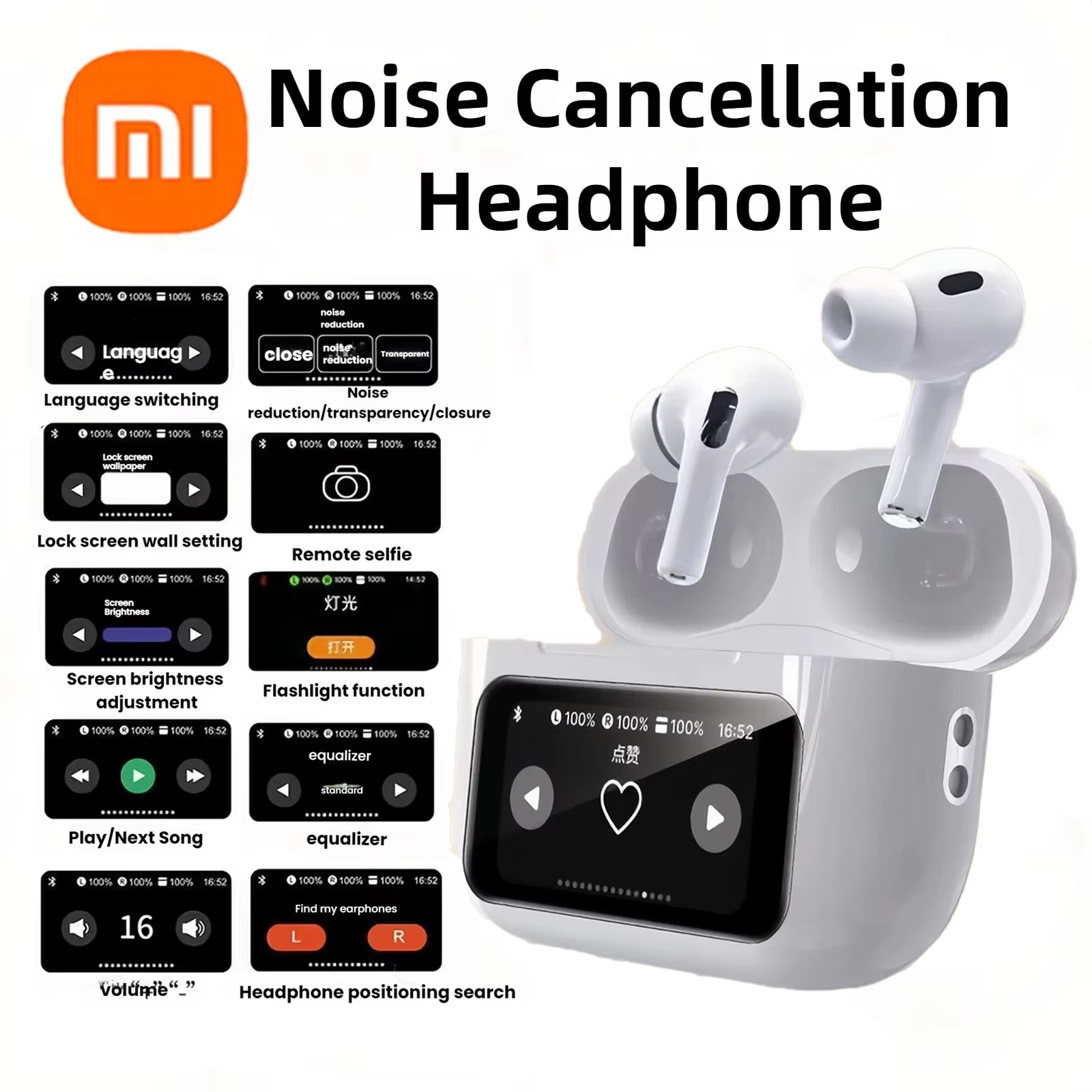 Xiaomi AI Earphone Wireless Bluetooth Headphones Translator Earphones 147Languages with Touch Screen Communication APP Control