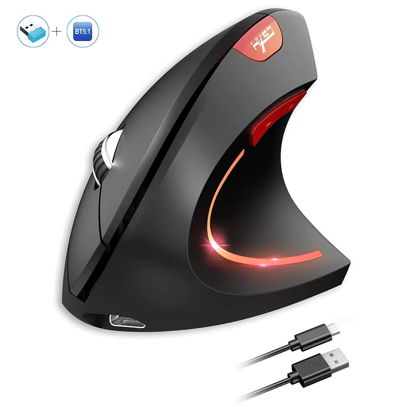 Xiaomi Wireless Mouse Bluetooth Vertical Mouse Dual-Mode Silent Mouse Rechargeable Gaming Mouse for Win Mac OS Laptop Computer