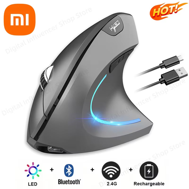 Xiaomi Wireless Mouse Bluetooth Vertical Mouse Dual-Mode Silent Mouse Rechargeable Gaming Mouse for Win Mac OS Laptop Computer