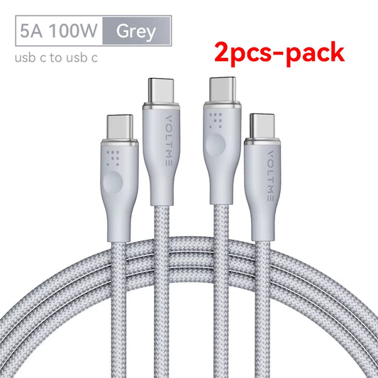 USB C to USB C Cable 100W PD 5A Fast Charging Type C to Type C Cable Nylon Braided USB-C Cord for Macbook Pro Galaxy S23