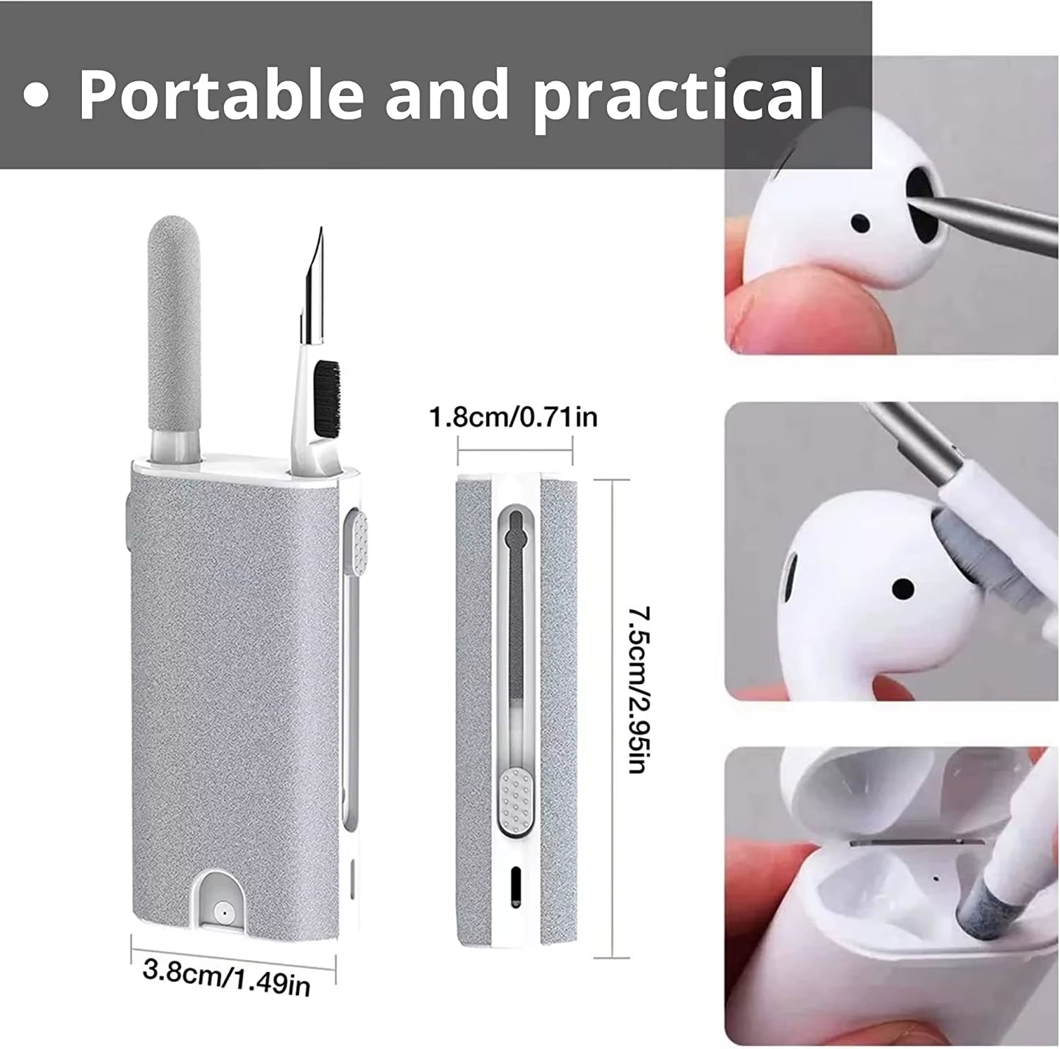 5 in 1 Earphone Cleaner Brush Kit Camera Phone Tablet Laptop TV Screen Cleaning Tools Headset Cleaning Pen for Airpod Pro 3 2 1