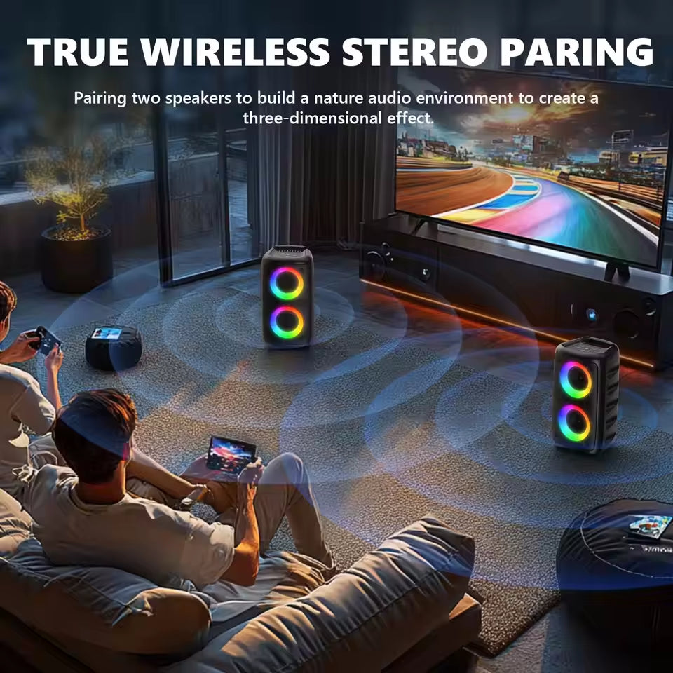 Wireless Karaoke Bluetooth Speaker Subwoofer Portable with Microphone Radio FM Lamp Machine Sound Box Music LED TWS Caixa De Som