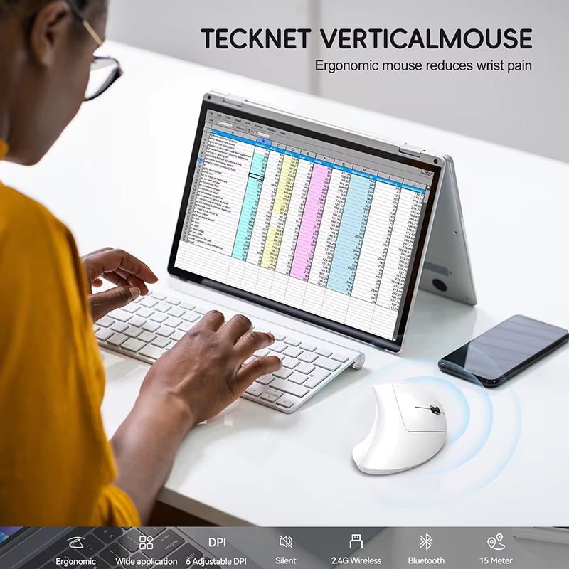 Xiaomi Wireless Mouse Bluetooth Vertical Mouse Dual-Mode Silent Mouse Rechargeable Gaming Mouse for Win Mac OS Laptop Computer