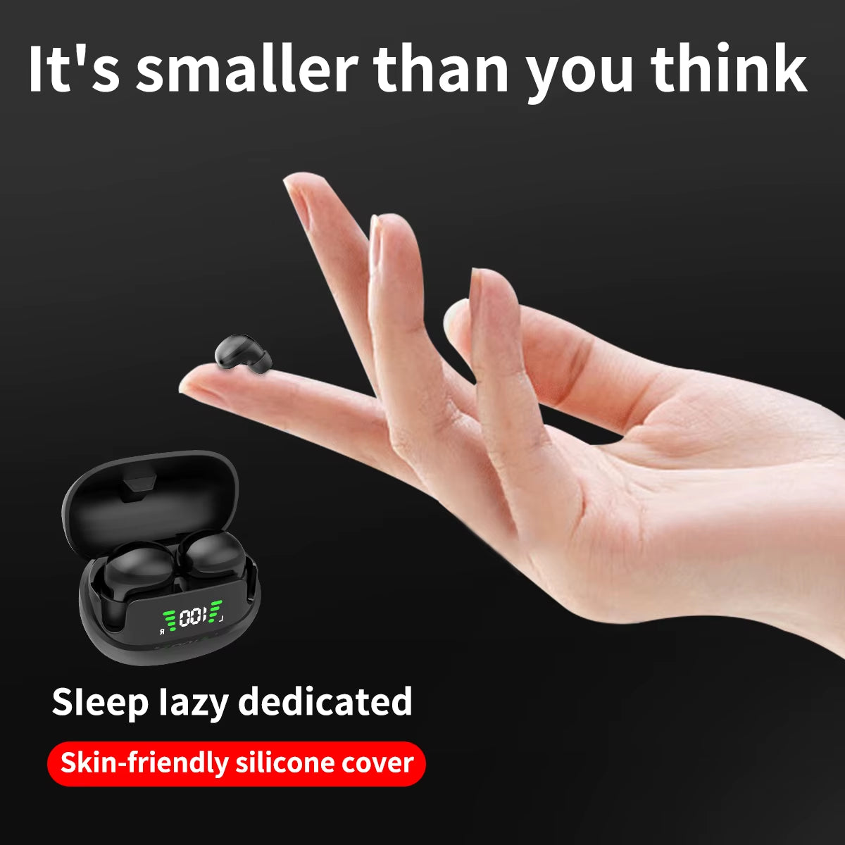 Sleep Earbuds, Wireless Mini Work Earphones, TWS Bluetooth Earphones, Stereo Hidden Earphones with Microphone, High-Definition C