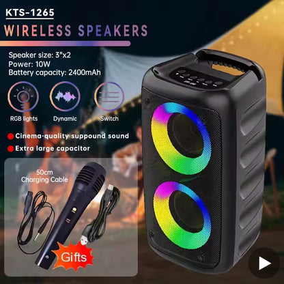 Wireless Karaoke Bluetooth Speaker Subwoofer Portable with Microphone Radio FM Lamp Machine Sound Box Music LED TWS Caixa De Som