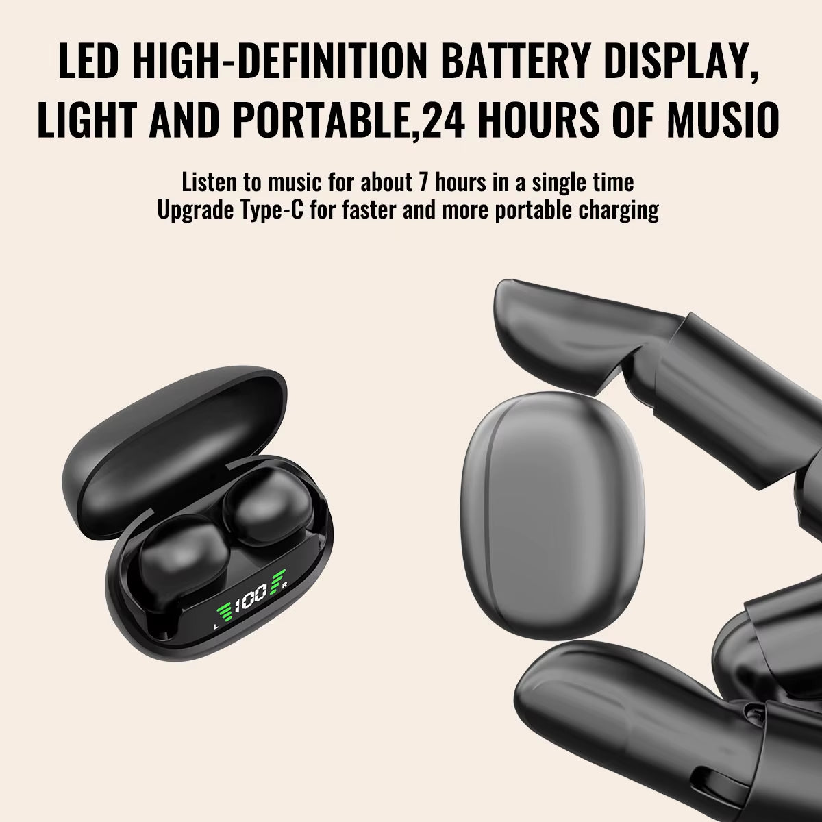 Sleep Earbuds, Wireless Mini Work Earphones, TWS Bluetooth Earphones, Stereo Hidden Earphones with Microphone, High-Definition C