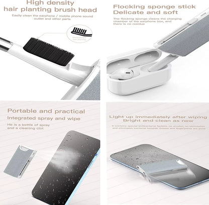 5 in 1 Earphone Cleaner Brush Kit Camera Phone Tablet Laptop TV Screen Cleaning Tools Headset Cleaning Pen for Airpod Pro 3 2 1