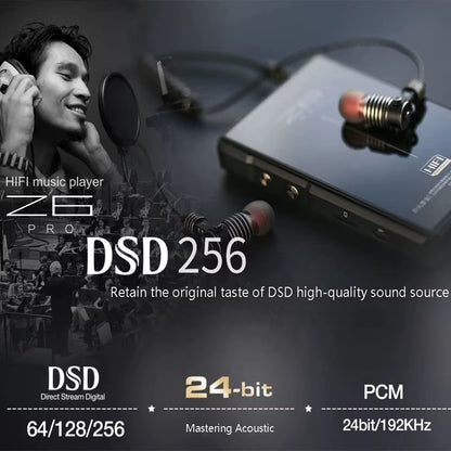 Z6Pro Portable Hifi Music Player MP3 Dual Core Walkman Wireless Bluetooth DSD256 HD Lossless Decoding PO+LO Dual Output